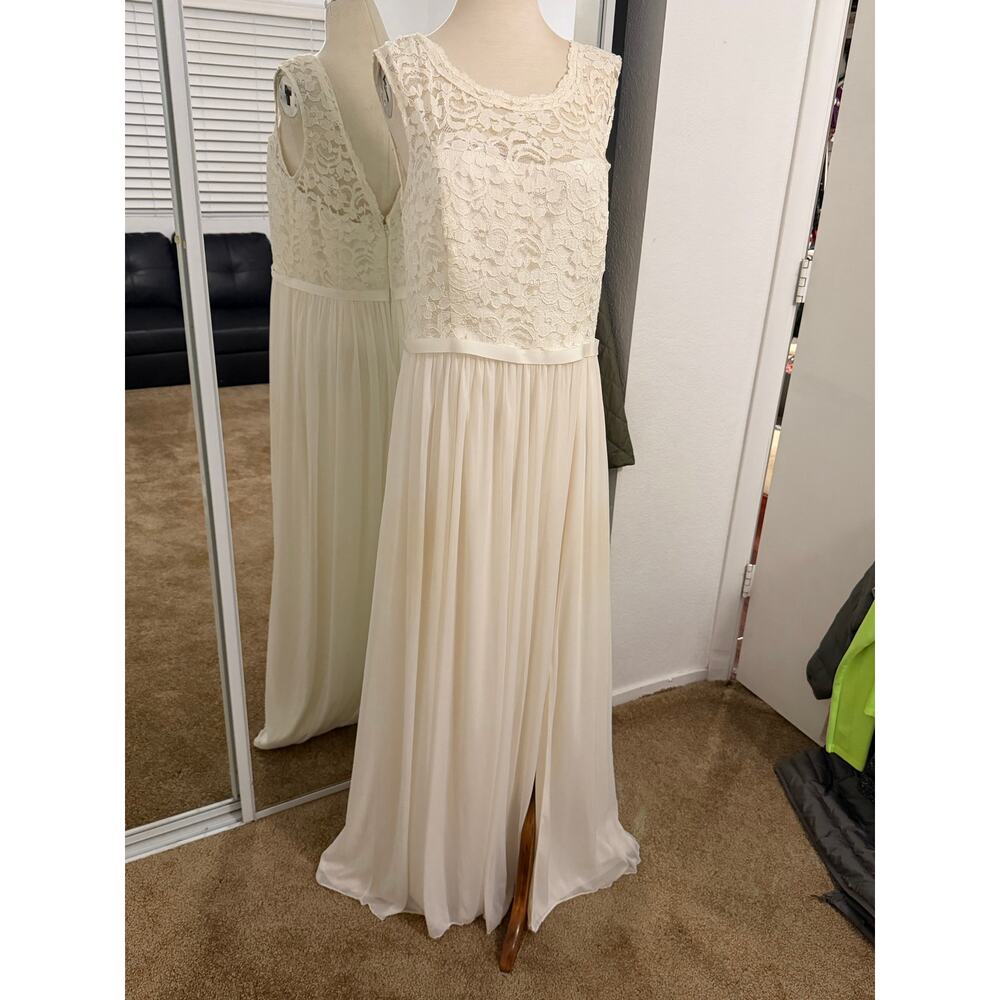 Davids Bridal Wedding dress boho-chic beach bkyard wedding ivory chiffon Plus sz - Picture 16 of 16